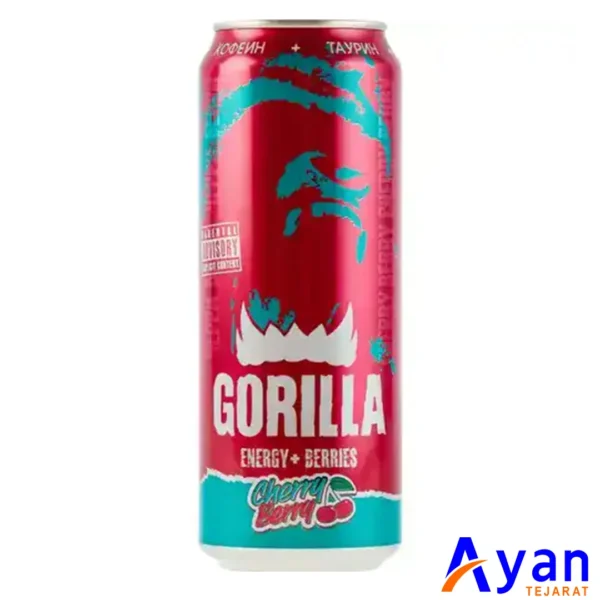 آبمیوه انرژی زا روسی گوریلا Gorilla cherry berry با طعم توت و گیلاس 450 میل