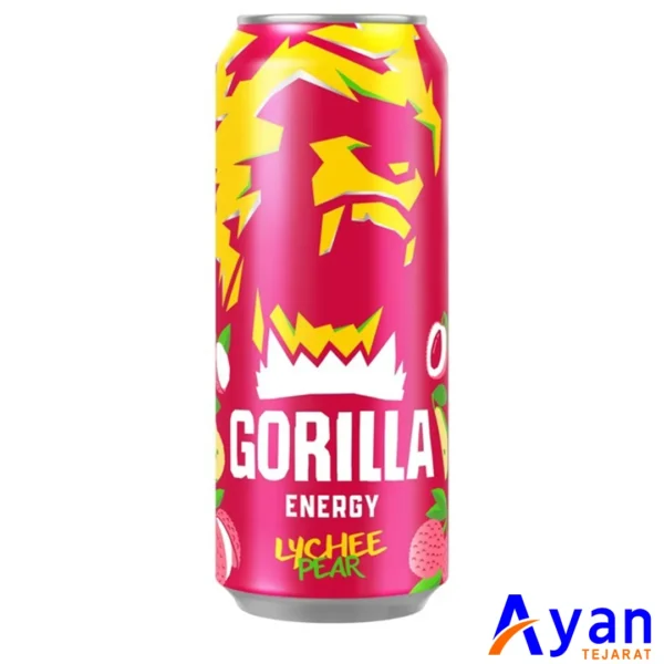 آبمیوه انرژی زا روسی گوریلا Gorilla LYCHEE PEAR با طعم گلابی 450 میل