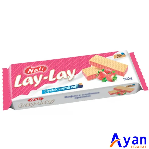 ویفر پر شده لای لای ناتی NUTI با کرم توت فرنگی 500 گرم