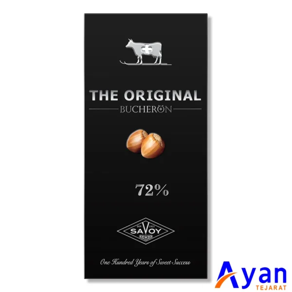 شکلات تلخ تخته‌ای 72% اورجینال بوچرون Bucheron با طعم فندق وزن 90 گرم