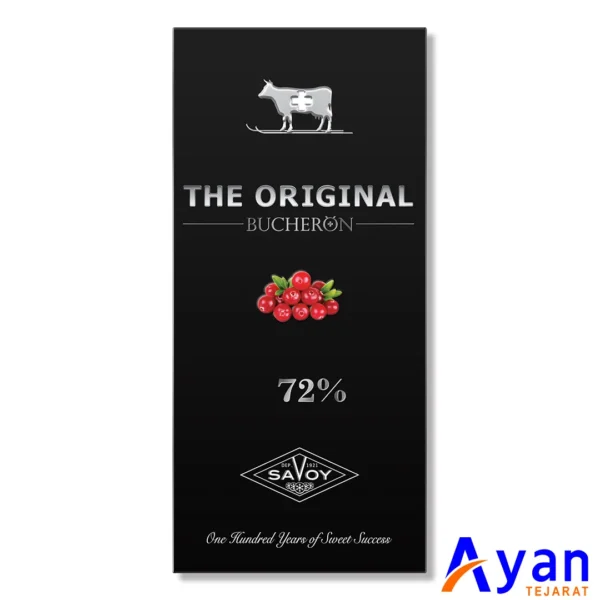 شکلات تلخ تخته‌ای 72% اورجینال بوچرون Bucheron با تکه‌های کرن بری وزن 90 گرم