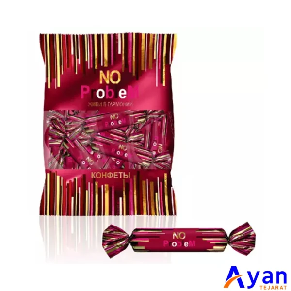 آب‌نبات شکلاتی با طعم خامه نو کندیز NO CANDIES مدل NO PROBLEM بسته یک کیلوگرمی