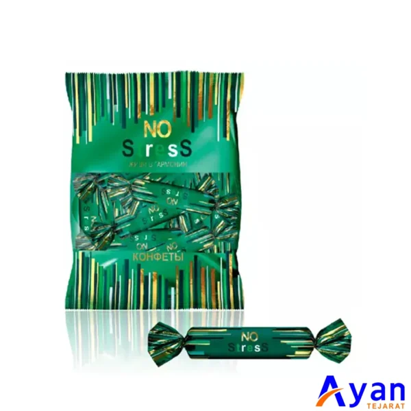 آب‌نبات شکلاتی با طعم بیسکویت و کرم کره نو کندیز NO CANDIES مدل NO STRESS بسته یک کیلوگرمی